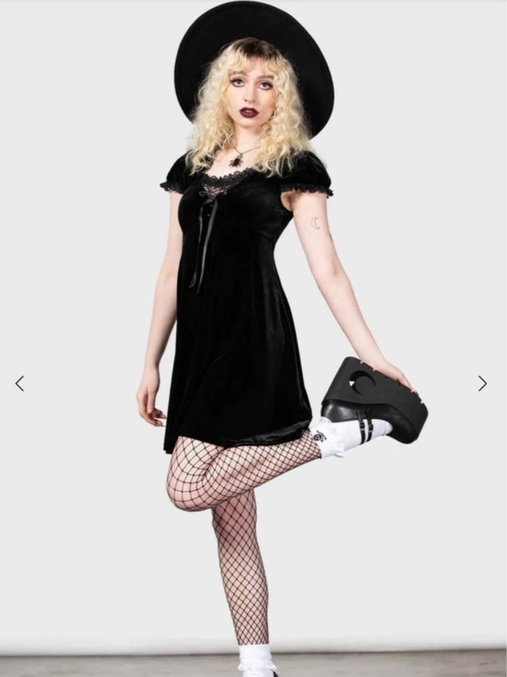 Killstar Black Velvet Baby Doll Dress
